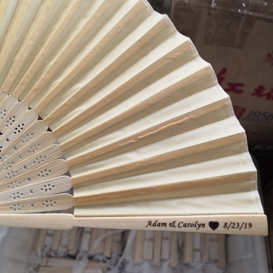 Party Favors/wedding Fan Gift Box Personalized Luxurious Silk Fold hand Fan in Elegant Laser-Cut Gifts+printing