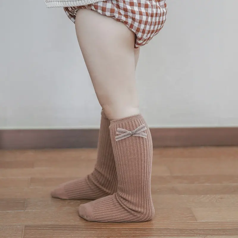 Экологичные низкие минимальные заказы, однотонные длинные носки, хлопковые мягкие детские носки