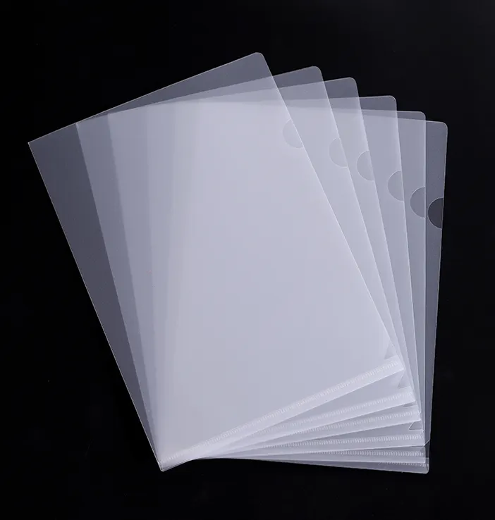 Huahang L Shape PVC Transparent Book Cover Plastic Report Cover Clear Sheet Protector