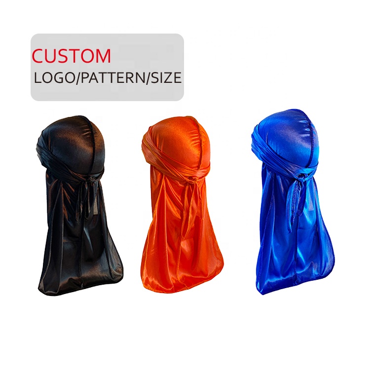 Hip-Hop Long Tail Head Wrap Long Wide Straps head cover Fashion Stretchable silk Pirate Hat plain flexible Durag