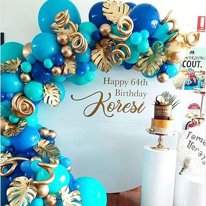 Свадебные украшения металлический tiffanyl пальмовых листьев для Baby Shower или для вечеринки по случаю 154 шт шаров из латекса арка гирлянда комплект, золотой, темно-синий XG-101001