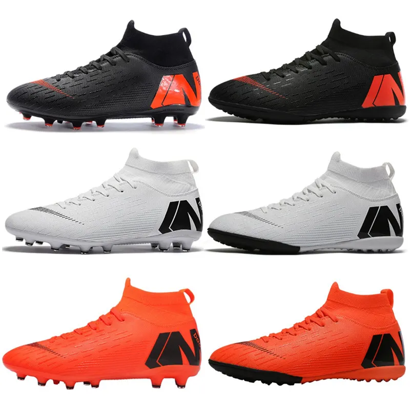 wholesale men's plus size soccer shoes football boots for men cleats tf outside womens sports shoe turf custom white black