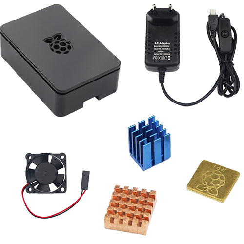 Для Raspberry Pi 3 Model B + Plus Case + 5V охлаждающий вентилятор с винтами + радиатор + 5V 2.5A USB зарядное устройство адаптер комплект