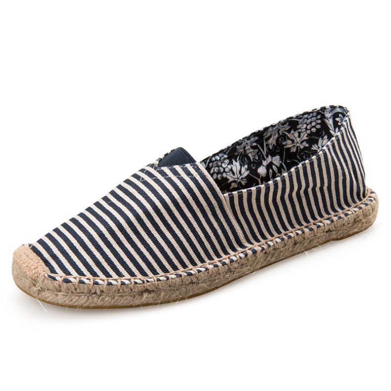 2021Casual Spain Style Big Size Stripe Jute Outsole Slip on Flat Sandals Women Espadrilles Cheap Price