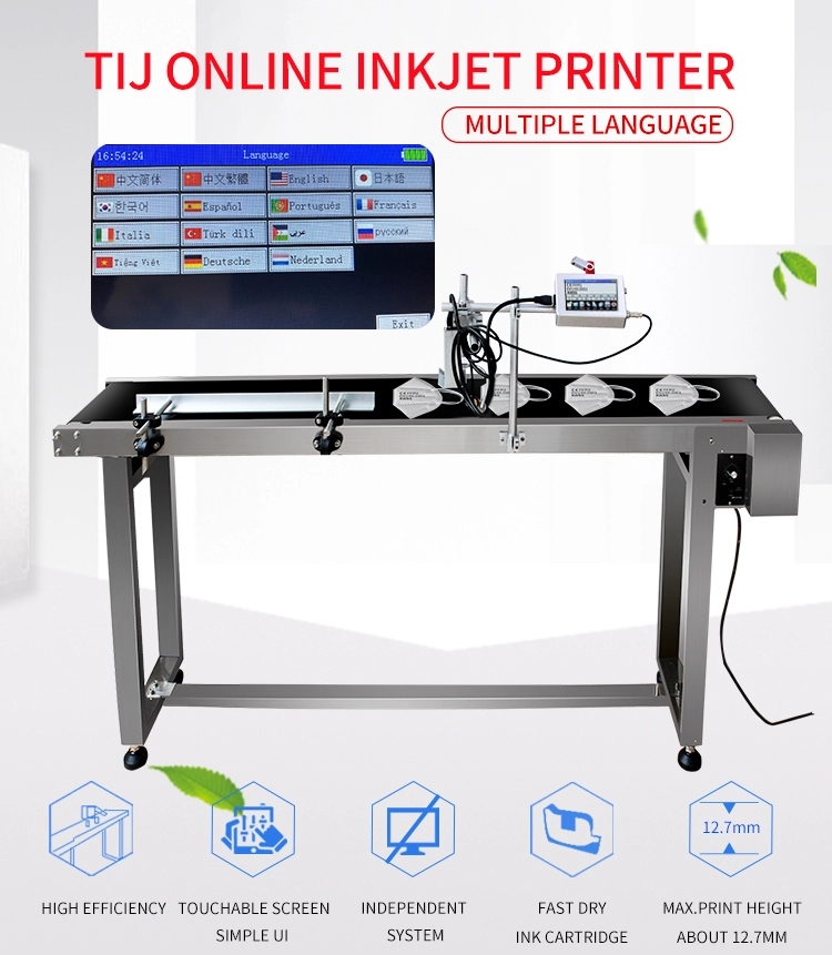 Online Inkjet Printer Automatic Inkjet Printer Expiry Date TIJ 2.5 Printing Machine