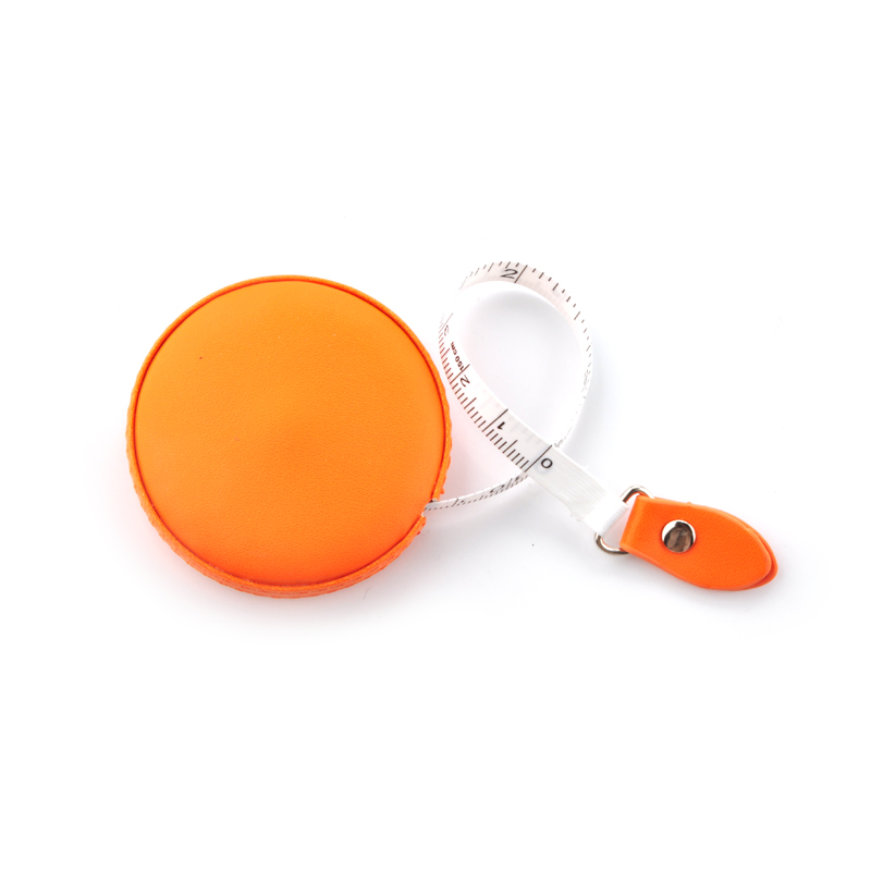 handmade fancy pu leather mini retractable tape measure embossed logo Round Measure Tape