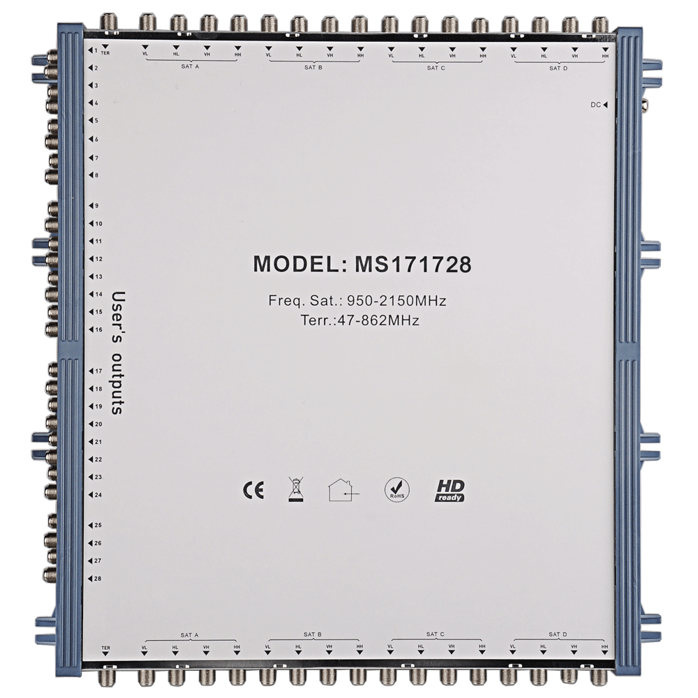 Satellite multiswitch 17 in 28 out Каскадный кабель tv multiswitch