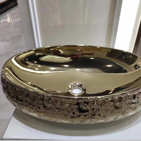 Высококачественная керамическая раковина золотого цвета Chaozhou, раковина ручной работы, раковина золотого цвета