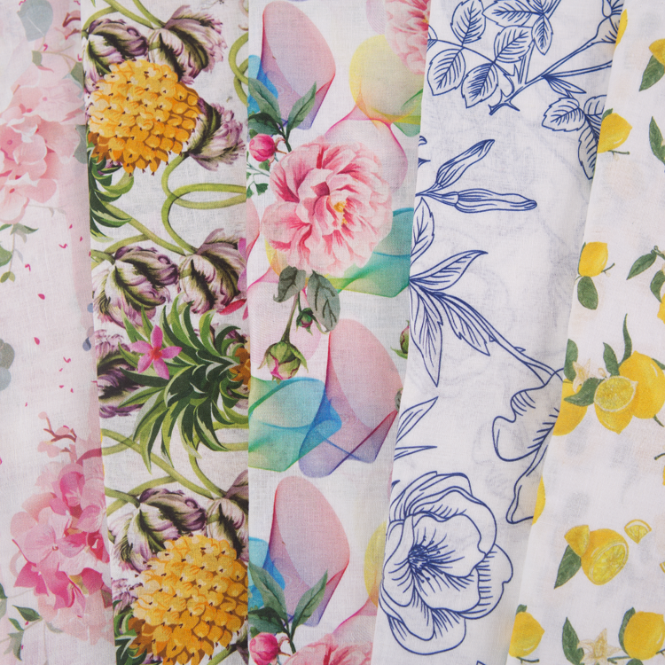 High grade different designs printing indian linen fabric roll for dress