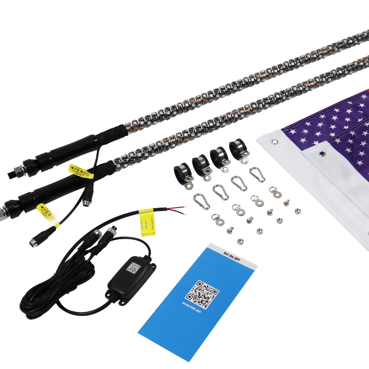 2 шт. чеканка RGB LED кнут свет с голубой зуб быстроразъемным гибким 360 led Багги Гибкая штыревая антенна для ATV/UTV/грузовик/внедорожник