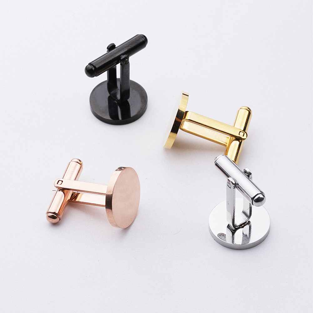 DIY Engraved Message Name Round Blank Stainless Steel Cuff Links Men Shirt Cufflinks Set