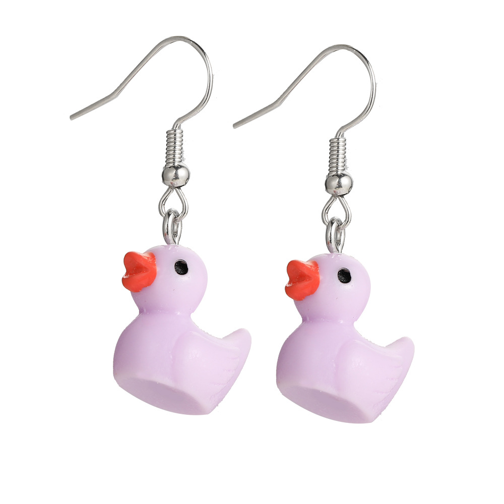 Cute Dainty Plastic Acrylic Animal Duck Dangle Earrings for kid women girl