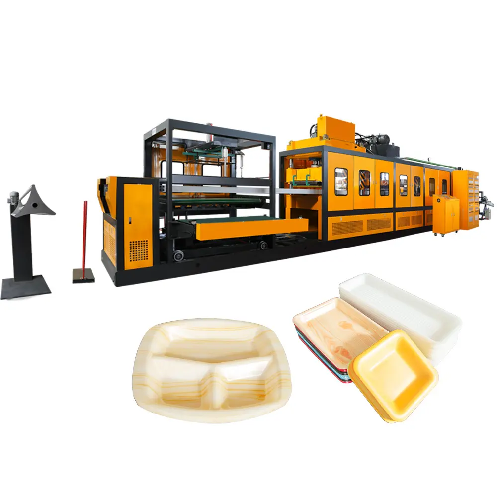 disposable ps foam plastic lunch box  thermoforming making machine hamburger fast food box  vacuum forming production line