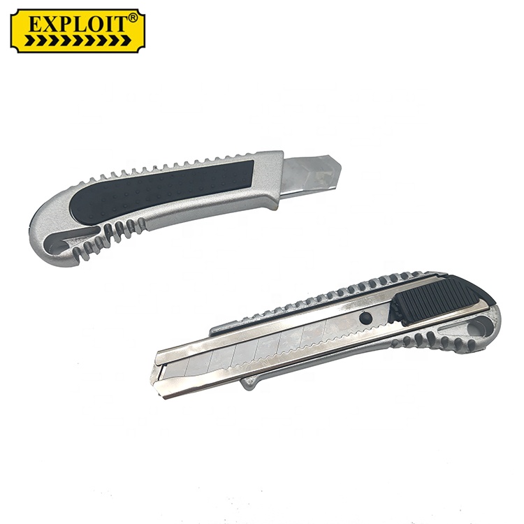 High quality hand tools school office cutting utility pocket knives 18mm aluminum alloy paper cutter knife for sale