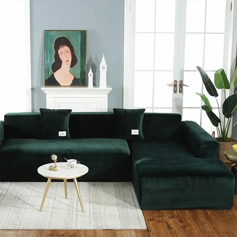 sectional furniture cover,l shape elegant waterproof stretch velvet living room sofa cover//