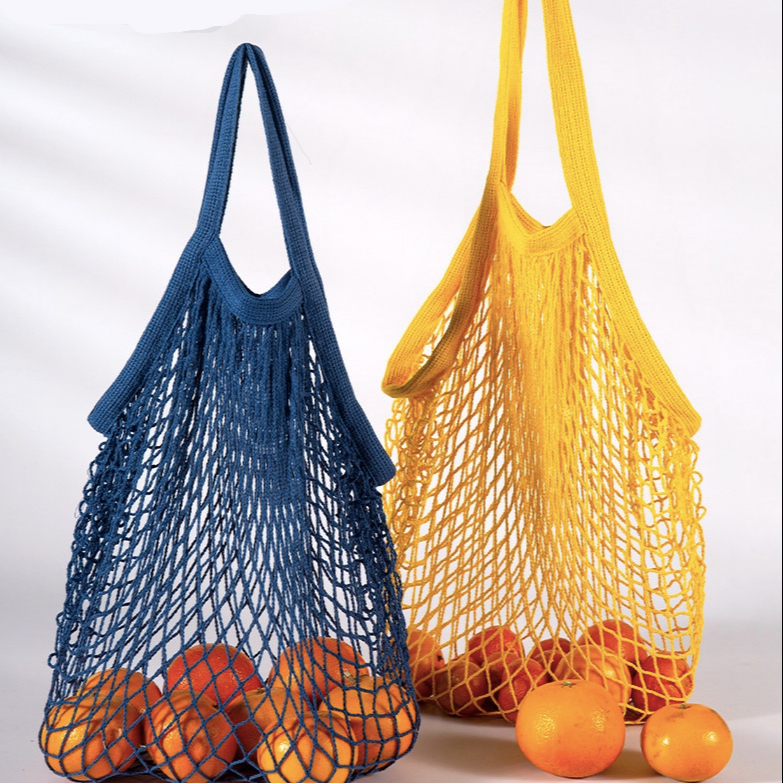 Portable Reusable Grocery Bags Fruit and Vegetable Bag Washable Cotton Mesh String Organic Organizer Shopping Handbag
