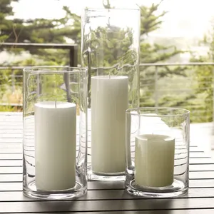 Tall clear cylinder vase candle holder flower glass vases for wedding & home decoration