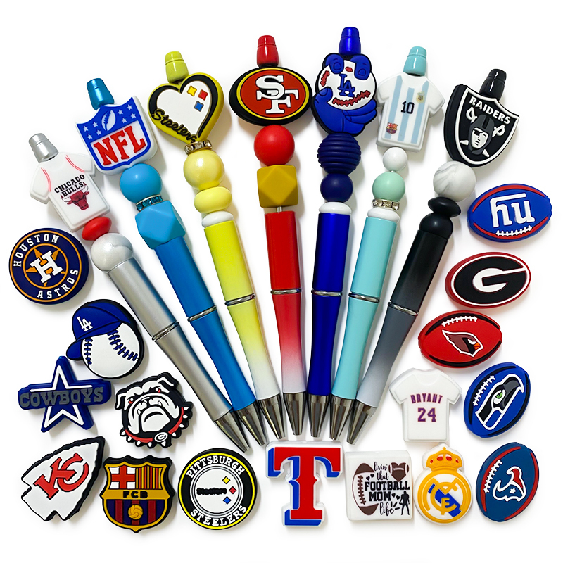 Wholesale Custom Sports Theme Focal Baby Teething Toy Focal Beads Silicone for Pens Pendant Jewelry Key Chain