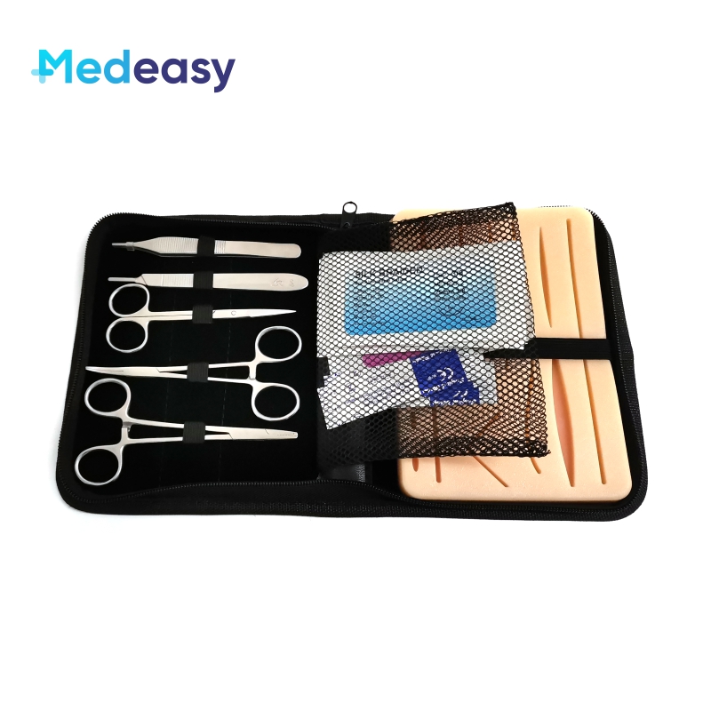 Suture Practice Kit Complete Set for Medical Students with Blue Tool Kit, Suture Training Silicone Skin Pad Kit