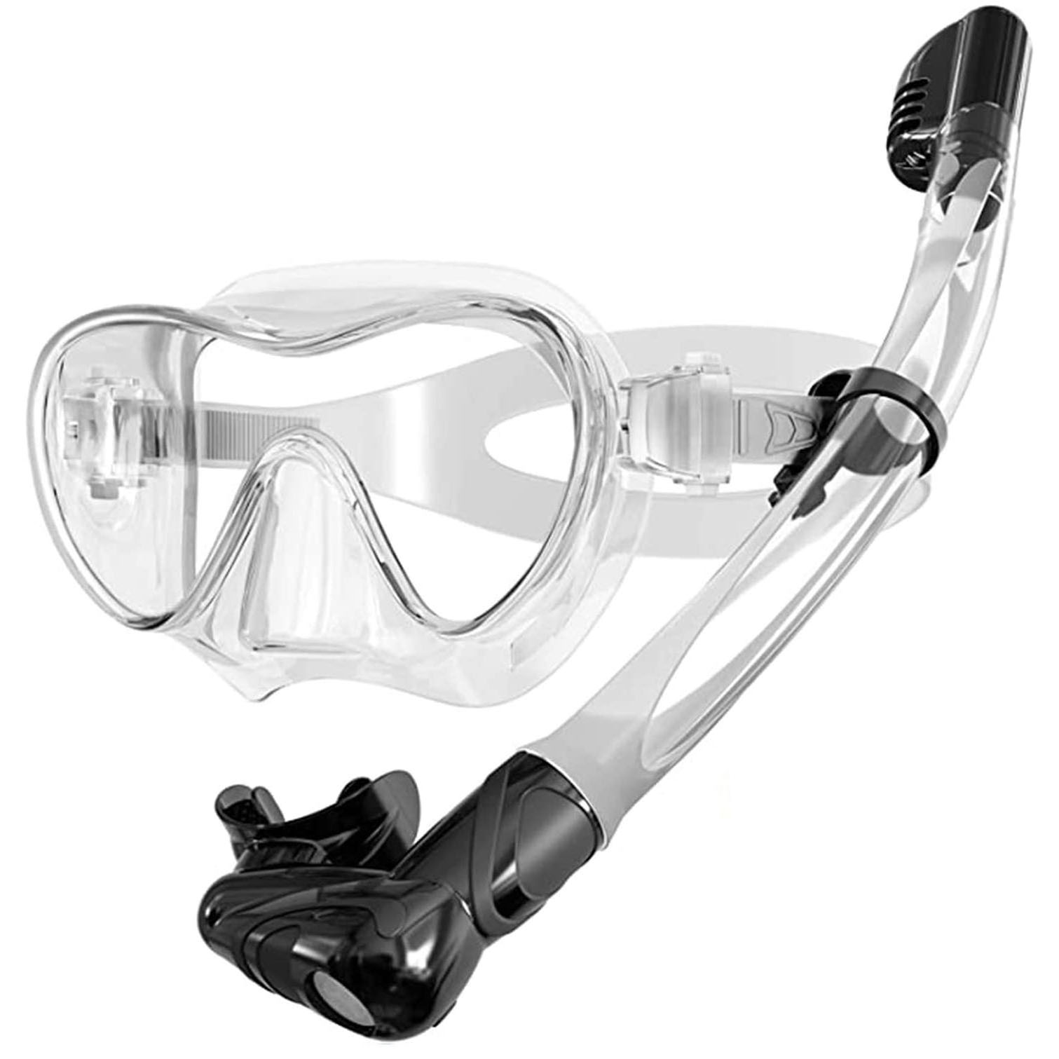 2021 Amazon hot selling low volume frameless anti fog scuba mask and snorkel food grade diving mask set for kids adults