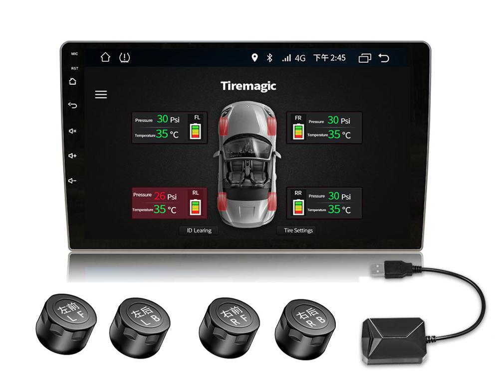Автомобильный usb tpms для автомобиля android радио tpms с внешним датчиком Беспроводная система контроля давления в шинах tpms для автомобиля dvd