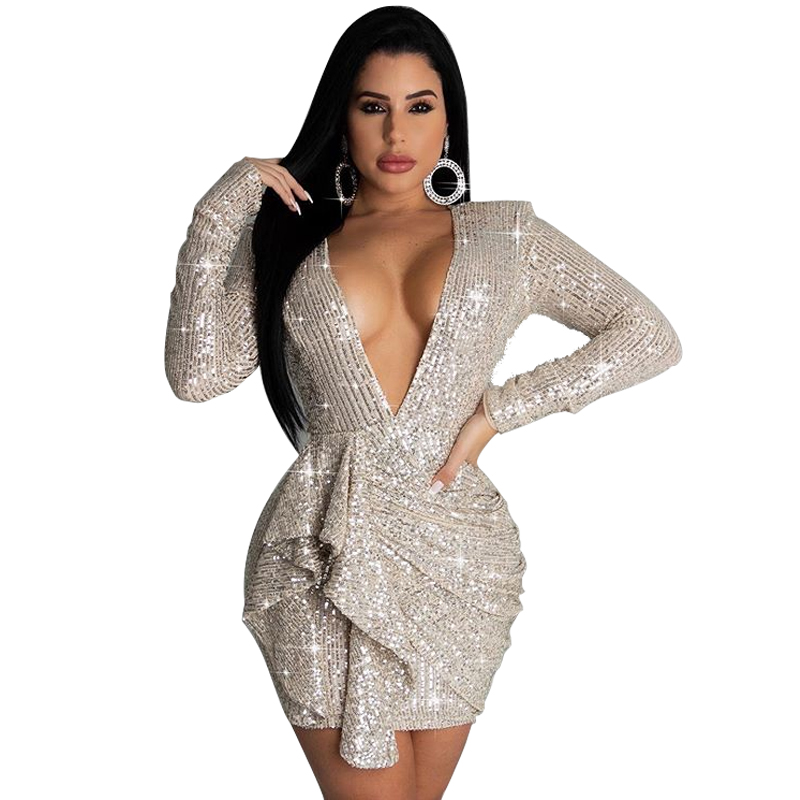 Newest Design Deep V-neck Backless Skirt Birthday Women Sexy Club Dresses 2021