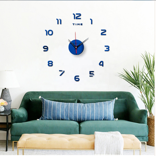 Hotsale Luxury Wall Sticker acrylic clock Modern Decorative Digital 3D DIY Wall Clock novelty unframed wall clock for home decor