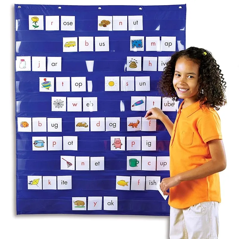 Custom Hanging Learning Resources Standard Pocket Chart Classroom Supplies Clear 10 Pockets Gifts for Teachers Home Pocket Chart