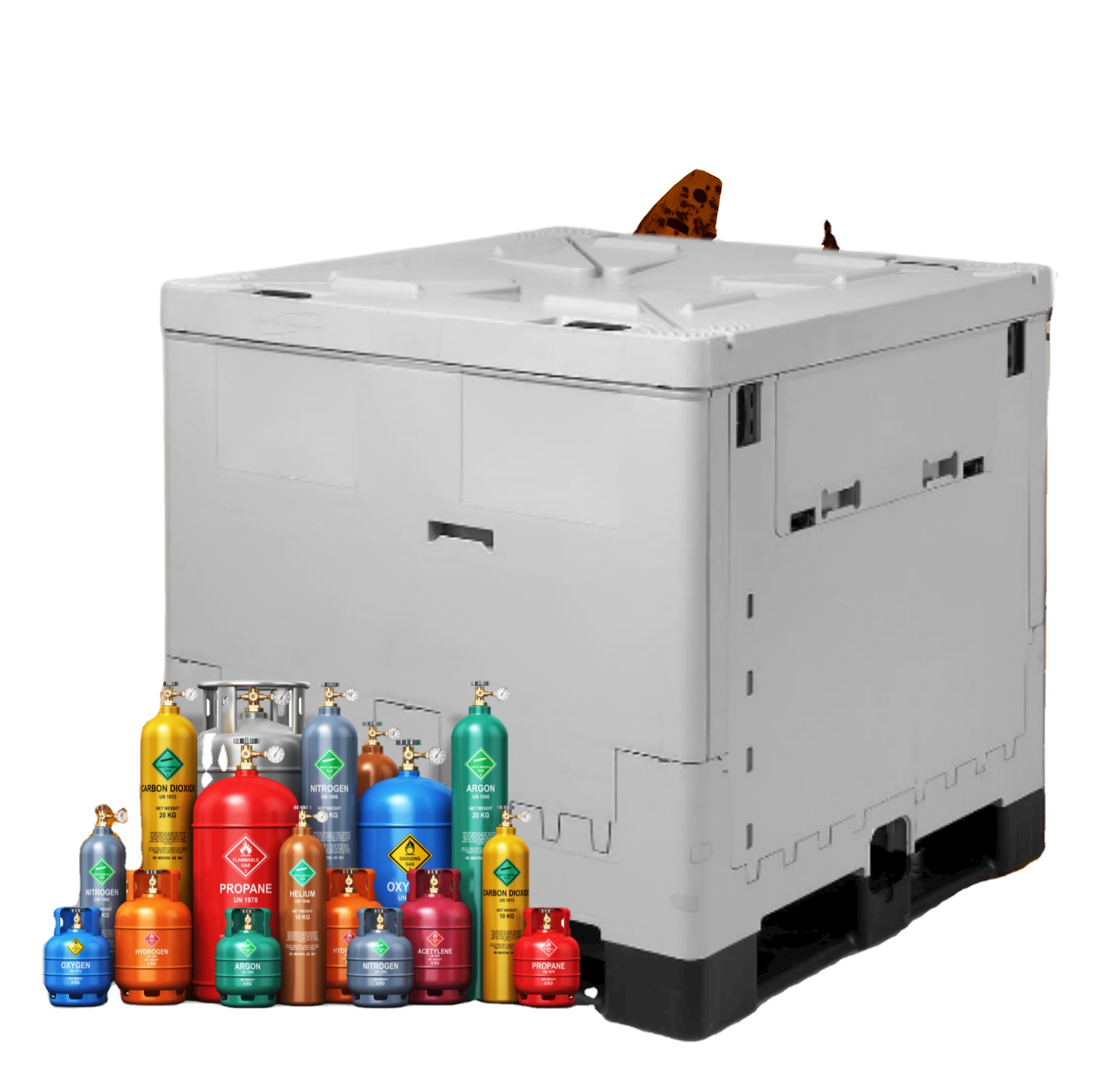 Foldable 1000L turnover box for loading industrial oils such as gasoline and diesel lubricating oil