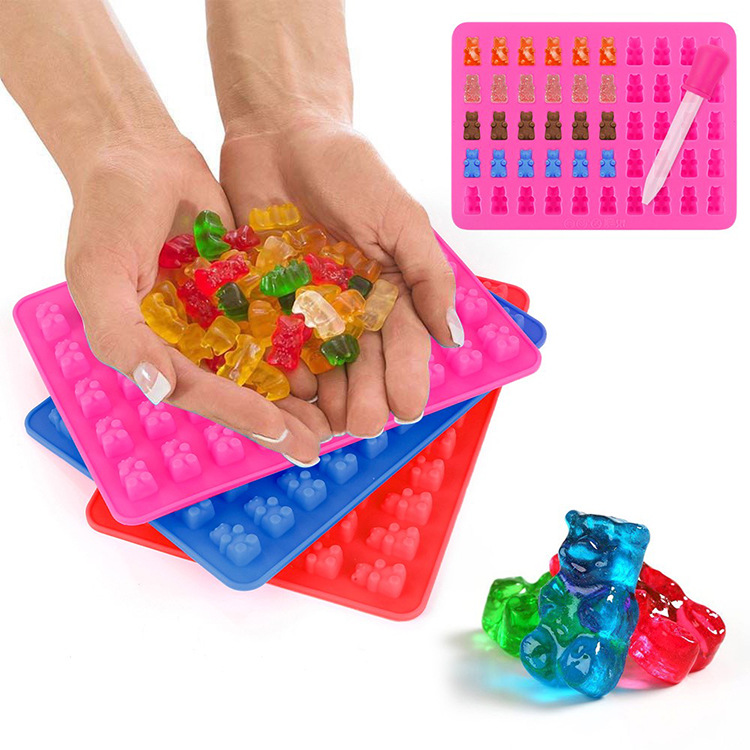 50 отверстие Gummy медведя формы силиконовая форма для выпечки печенья конфеты десерт форма для изготовления шоколадных резаки обладают флакон-капельница