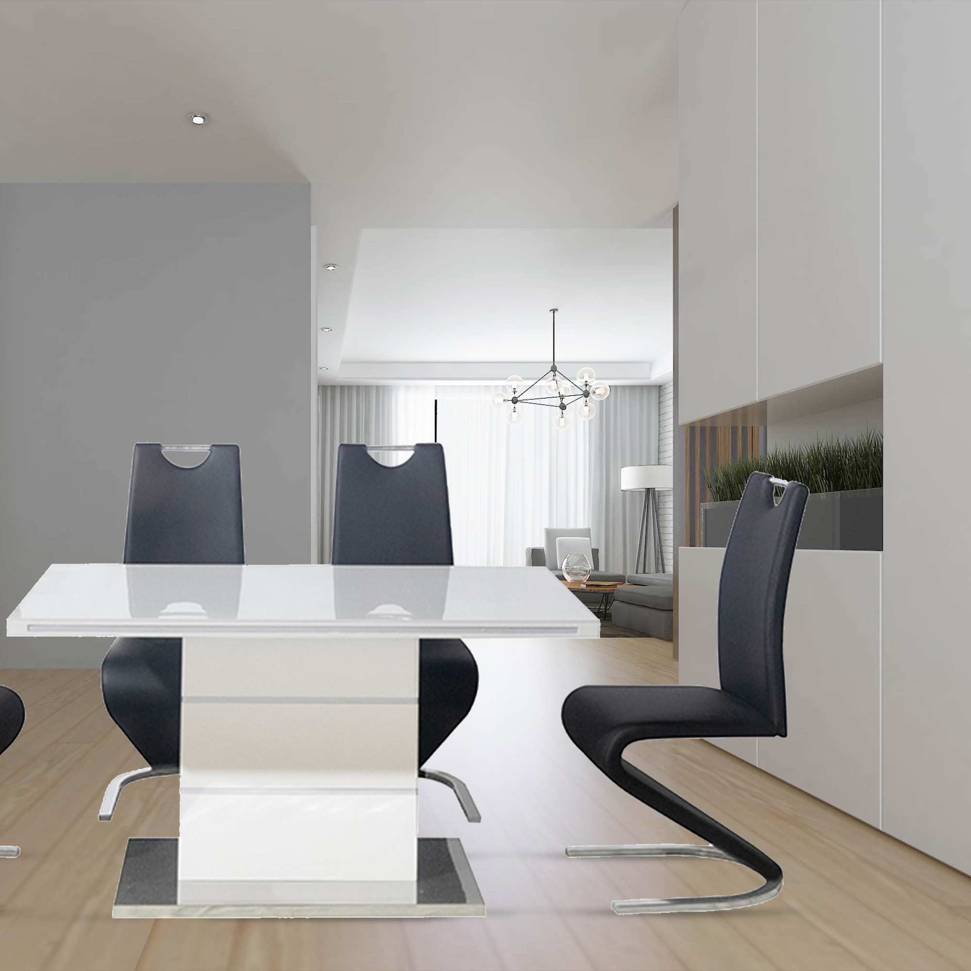 Home furniture dining room table designs hotel glass dining table and 4-6 chairs glass marble dining table set