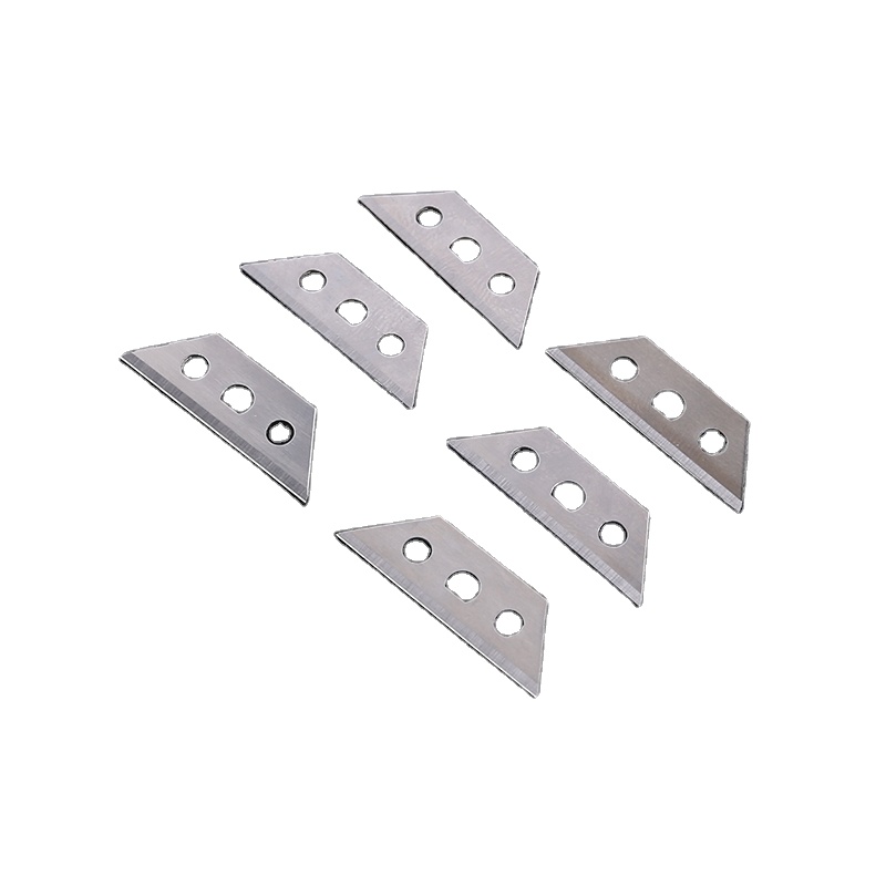 Stainless Steel Trapezoidal Trimmer Blade 28mmx9mmx0.4mm Three Holes Opp Blade Cutting PP Film