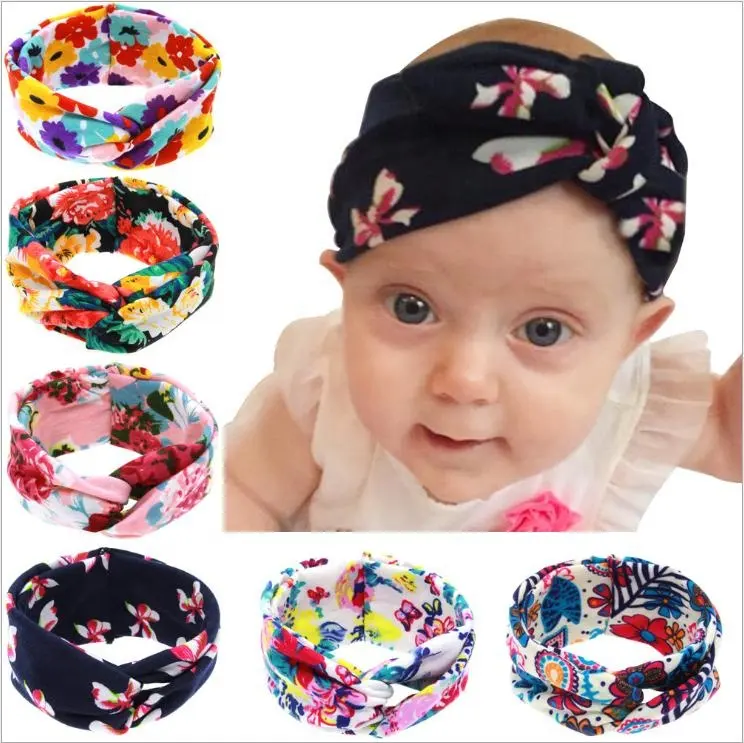 Baby Cute Fancy Cotton Fabric Headband Knitted Printing Flower Kids Headband