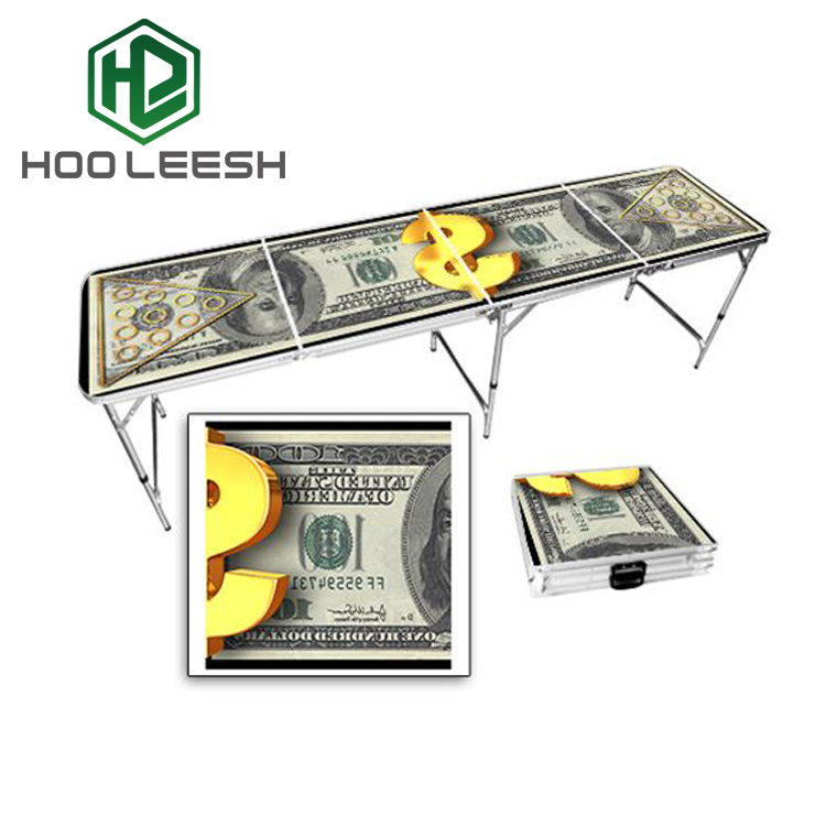 8FT Outdoor Aluminum MDF Folding Game table Heights Adjustable Beer Pong table