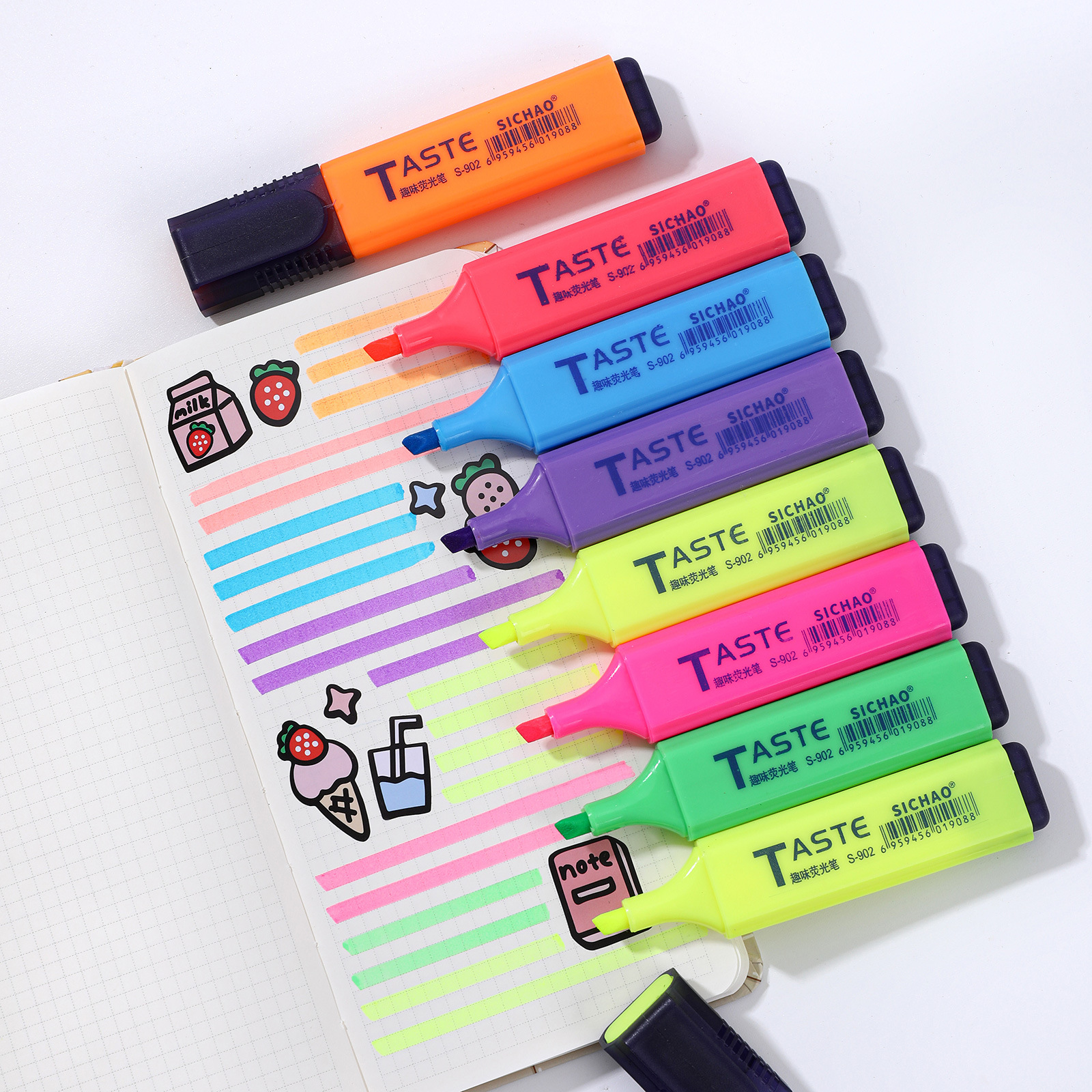 school supplies for college students long lasting High transparency glitter square highlighter marker mark line highlighter
