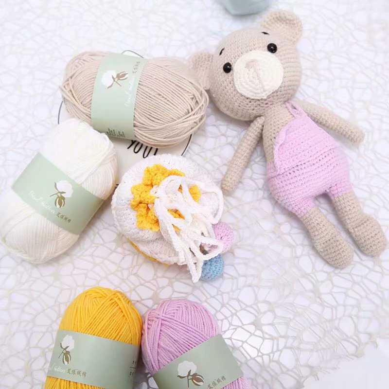 DIY 4 ply milk cotton crochet yarn suitable for babies 50g cotton yarn wholesale