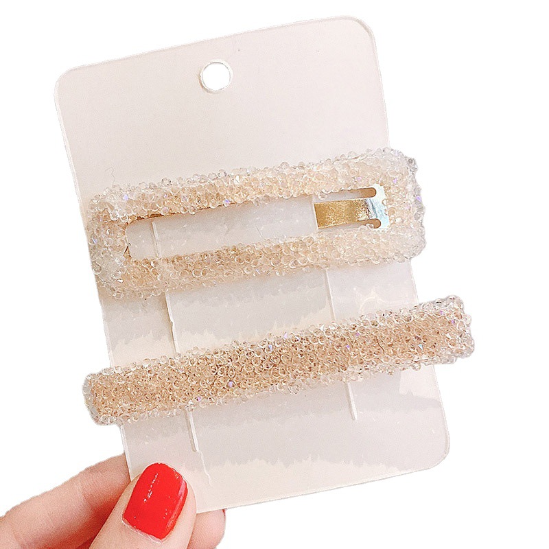 2PCS/Set Korean Hair Clips For Women Hair Accessories Fashion Jewelry Simulated Rhinestone Hairpins Geometric Gold Barrettes