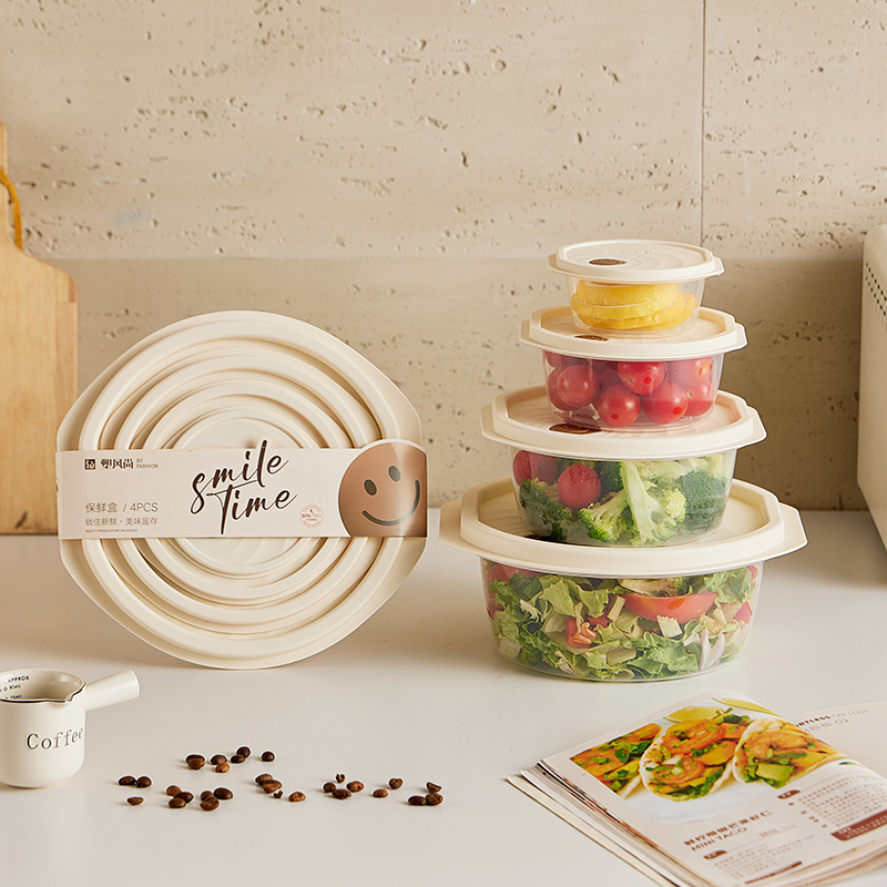 Kitchen Storage Box Transparent Food Grade Refrigerator Plastic Container Set Fresh Keeping Box