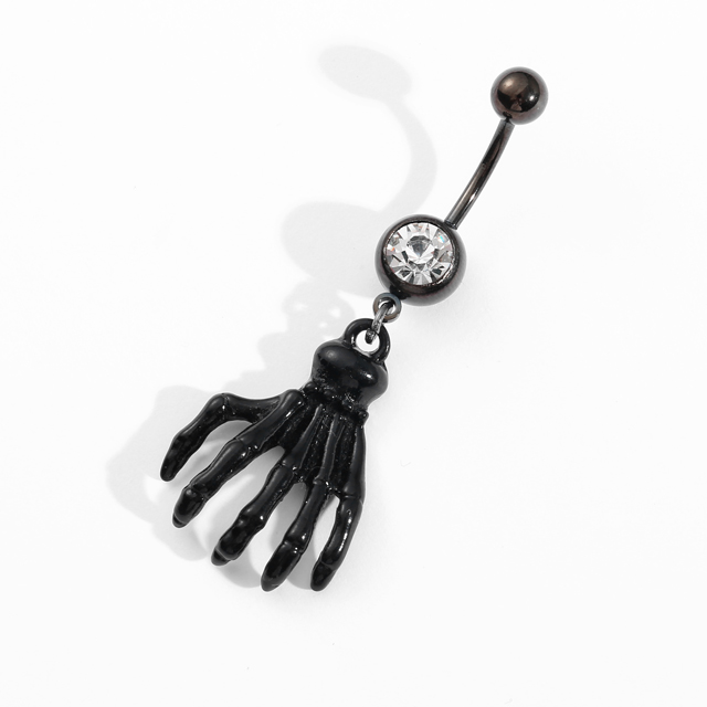316L Surgical Steel Dangle Enamel Cute Paw Print Navel Belly Button Ring