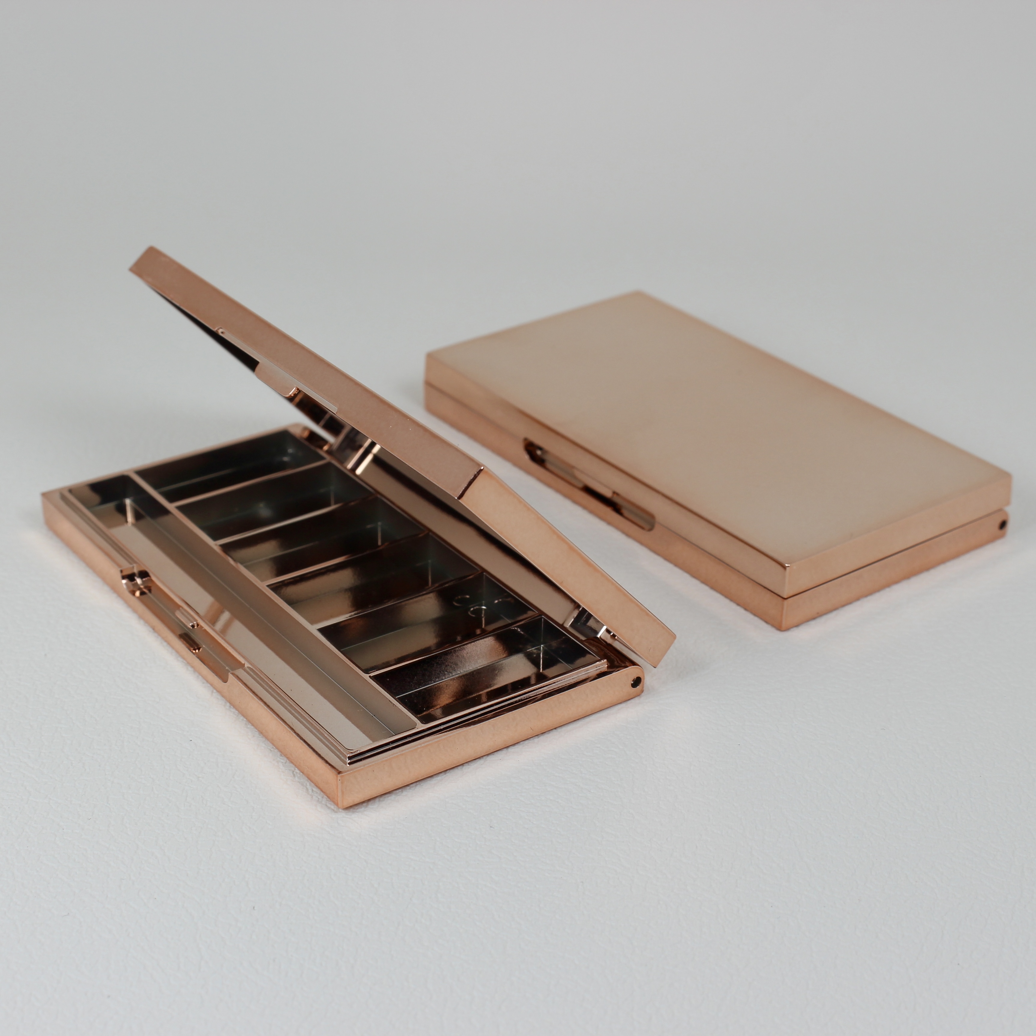 New Luxury 6 Color Square Eye shadow Case With Mirror Rose Gold Eyeshadow Palette Case Container Cosmetic Compact Container