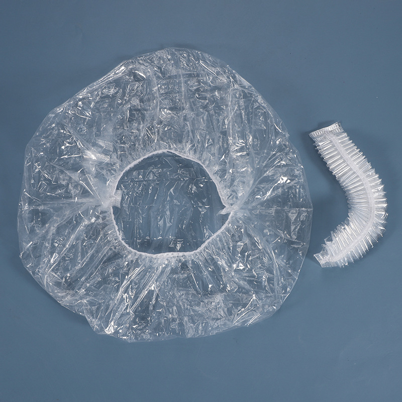 XDH712 Customizable Logo Waterproof Thickening Clear Bathing Cap Salon Hotel Travel Custom Disposable Plastic PE Shower Cap