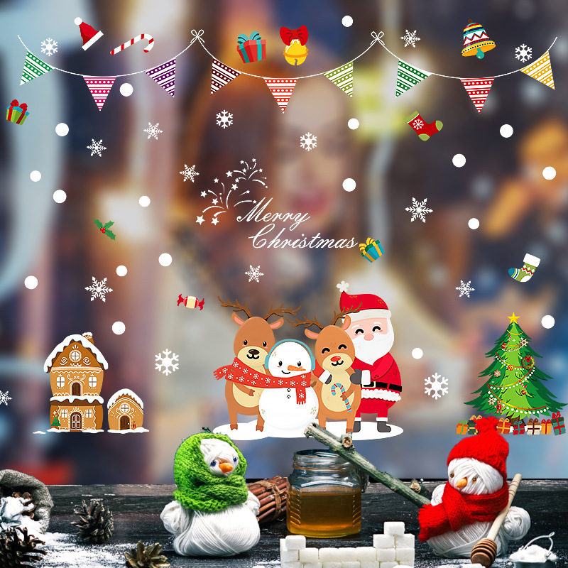 Wholesale High Quality Eco Friendly Christmas Window Stickers Custom Vinyl Other Christmas Decorations Sticker Set