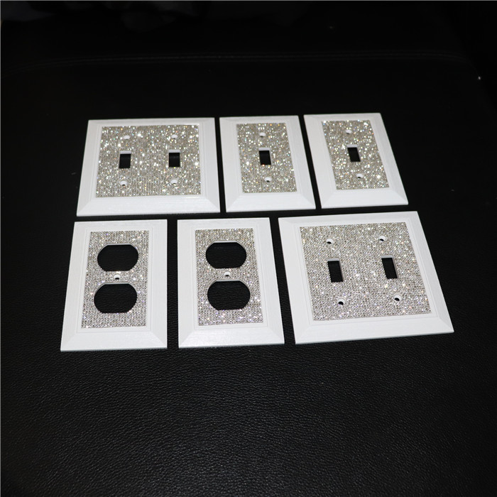 Luxury Bling Fashion Outlet Diamond USA standard Wall Plate Panel Toggle Light Art US Socket Switch Covers Wall Plate 1 2 3 Gang