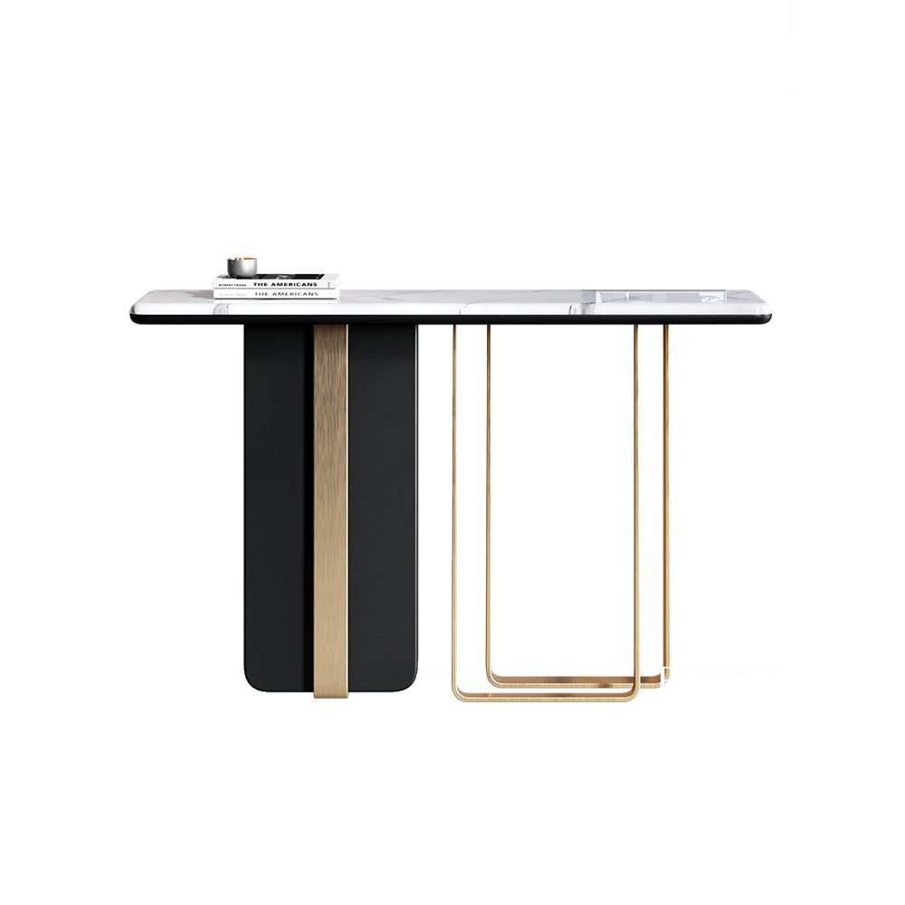 Decorative long hallway simple marble black gold modern metal design console table