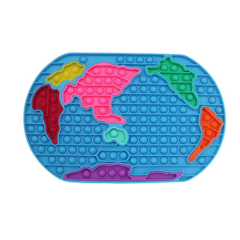 Safe And Durable Food Grade Silicone World Map Pop Fidge Toys Sensory Stress Relief Toys To Relieve Stress Children Accessories