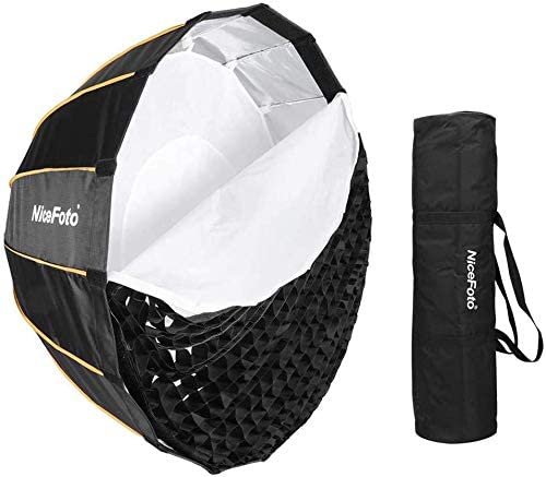NiceFoto LED 35inch/90cm Quick Set-up Deep Parabolic Softbox Umbrella Softbox Photography Studio Video Soft Box with Carry Bag