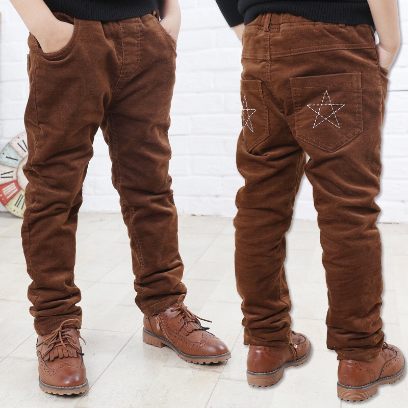 winter loose star corduroy elastic waist kids boy pants