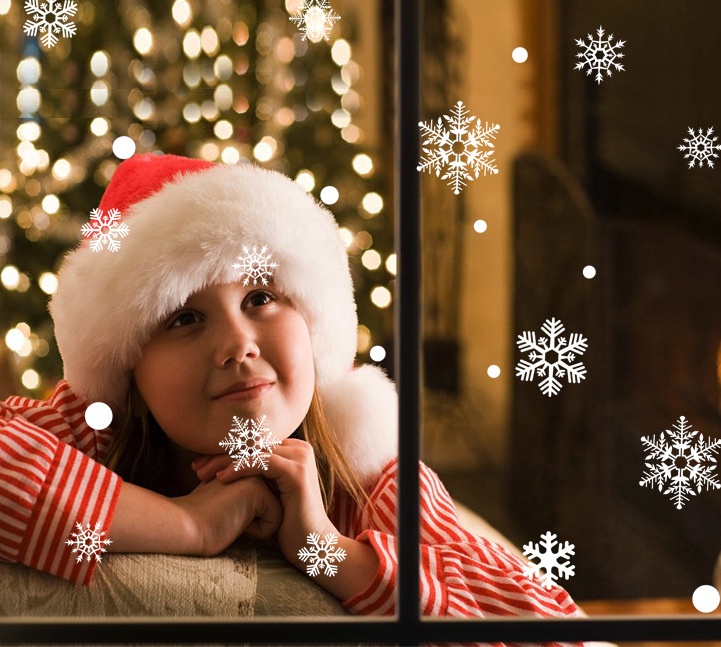 Holiday White Winter Christmas Window Decorations Ornaments Party Supplies Christmas Snowflake Window Decal Stickers
