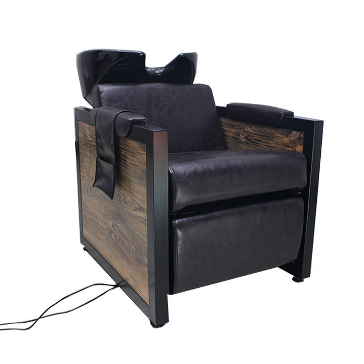 Leather Shampoo chair Salon Barber Shop Shampoo Recliner With Faucet Drain Vaccum Breaker Shower Head