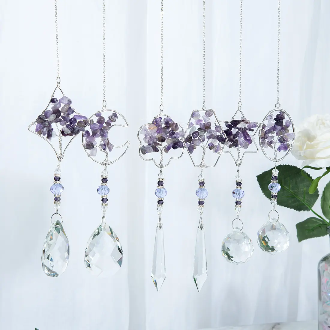 Customizable Natural crystal sun catcher crystal sun catchers hanging suncatche for decoration